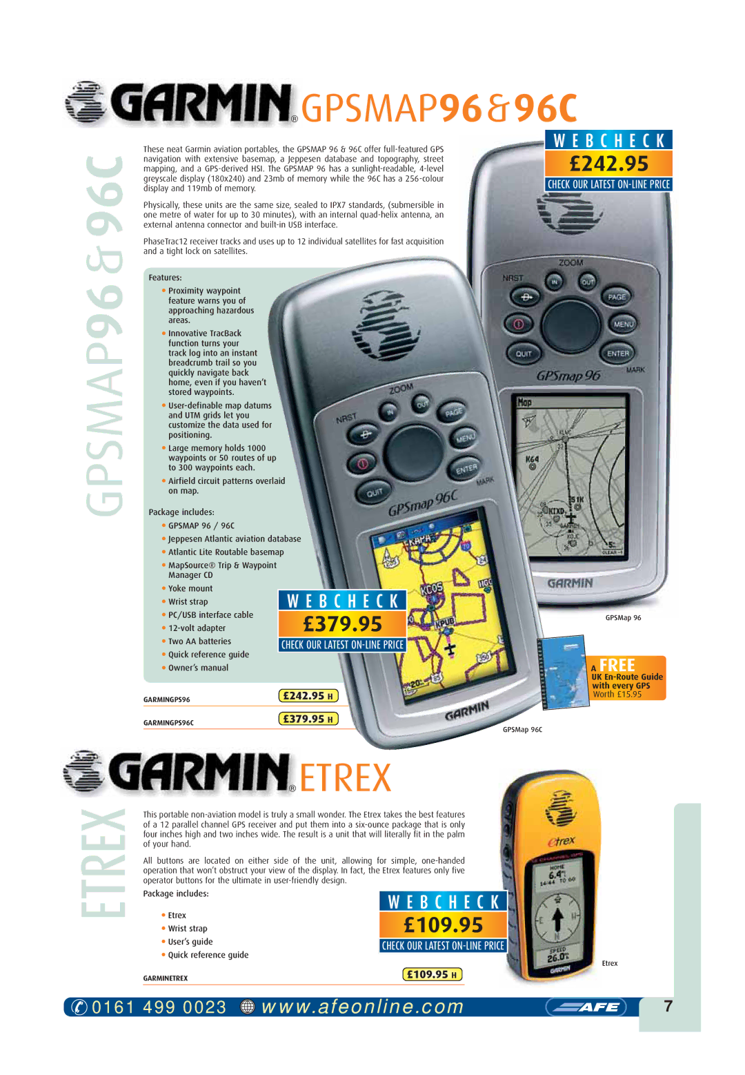 Visual Land GPSMAP 296 owner manual Etrex, £242.95 H, £379.95 H, £109.95 H 