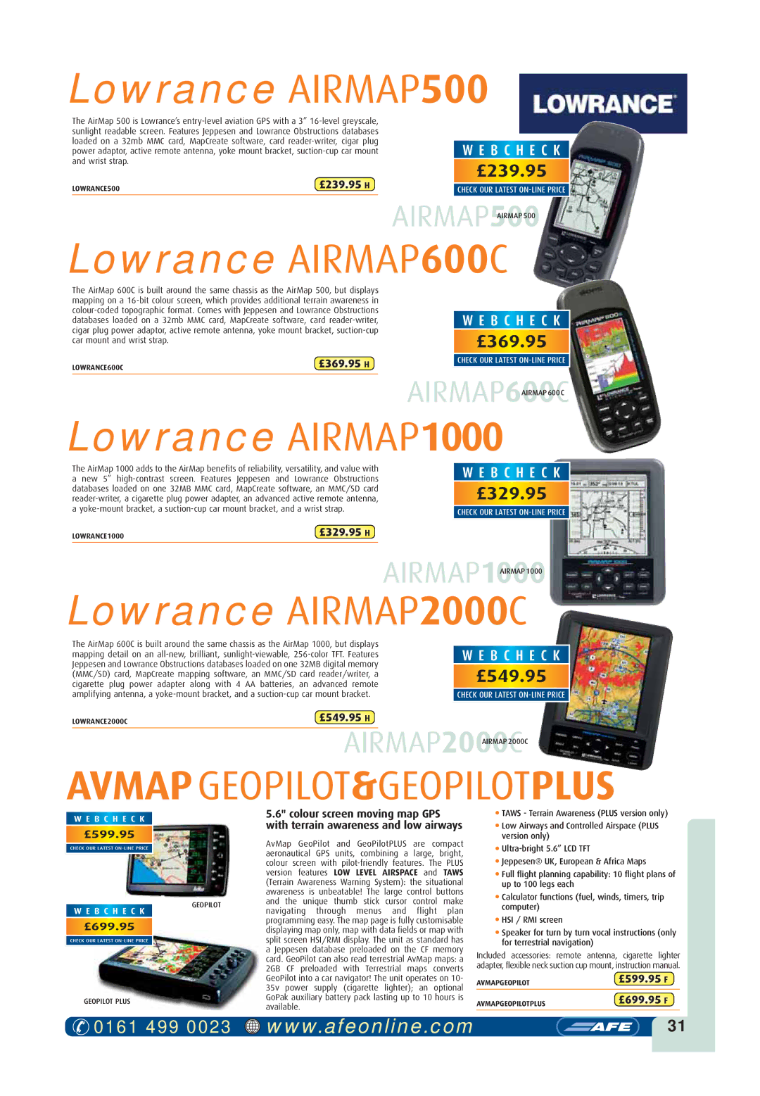 Visual Land GPSMAP 296 owner manual Lowrance AIRMAP500, Lowrance AIRMAP600C, Lowrance AIRMAP1000, Lowrance AIRMAP2000C 