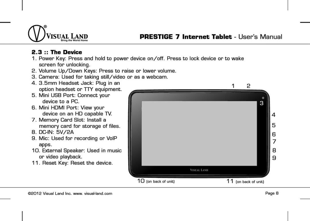 Visual Land ME-107-8GB-BLU, 828000000000, ME-107-8GB-RED manual 