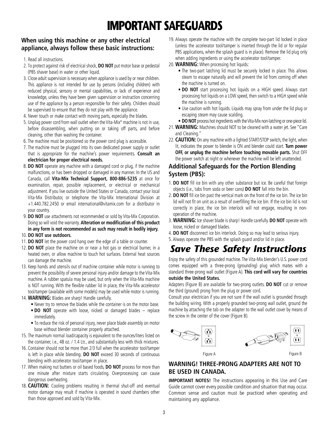 Vita-Mix 101807 manual Important Safeguards, Save These Safety Instructions, Read all instructions 