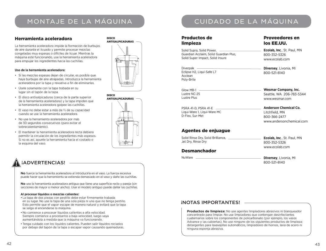 Vita-Mix 102866 Montaje DE LA Máquina Cuidado DE LA Máquina, Herramienta aceleradora, Uso de la herramienta aceleradora 