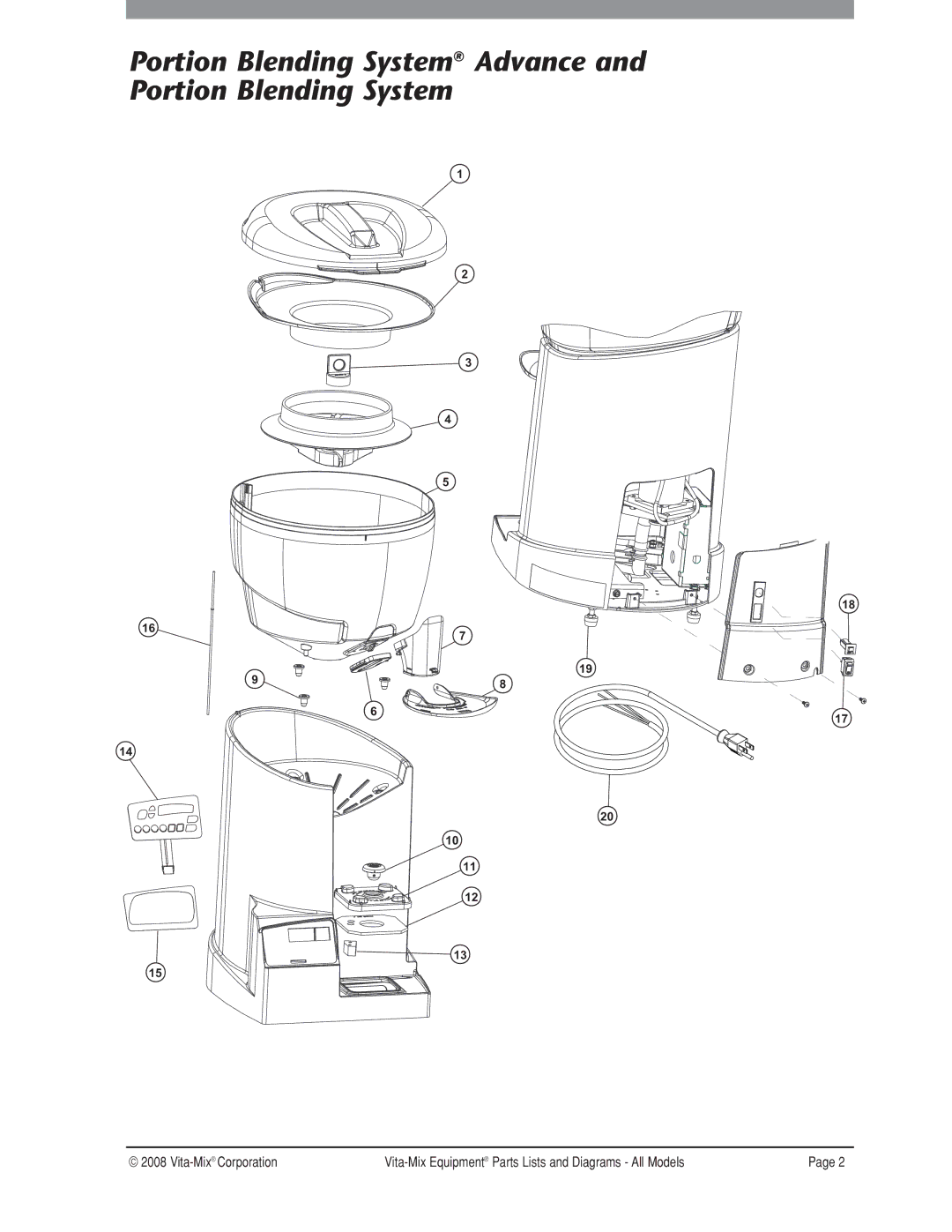 Vita-Mix Advance and Portion Blending System manual Portion Blending System Advance 