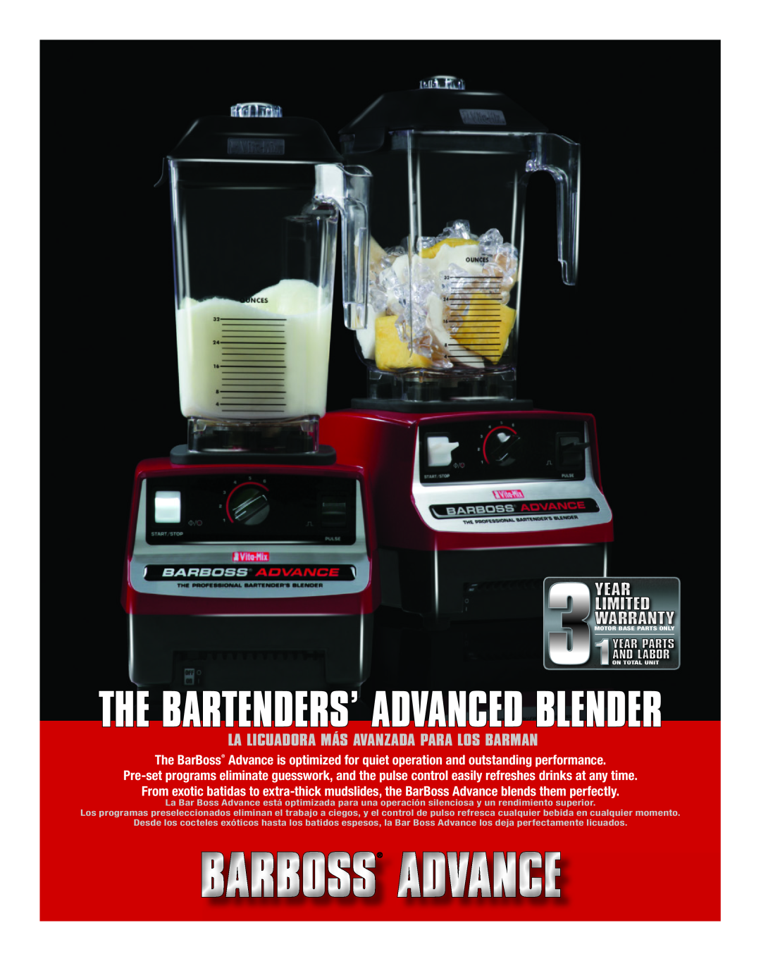 Vita-Mix BB manual The Bartenders’ Advanced Blender, La Licuadora Más Avanzada Para Los Barman 