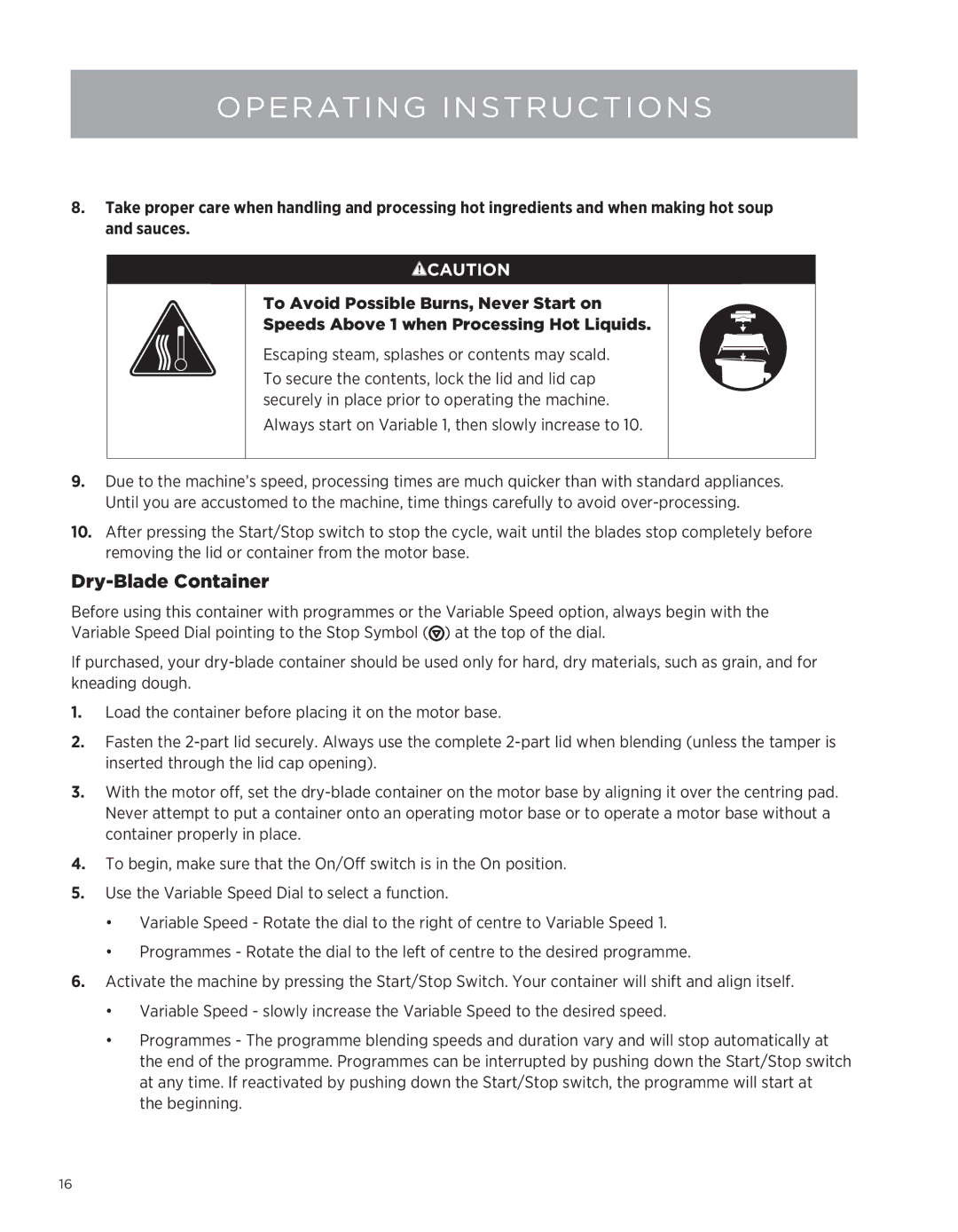 Vita-Mix Professional Series 500 owner manual Dry-Blade Container 