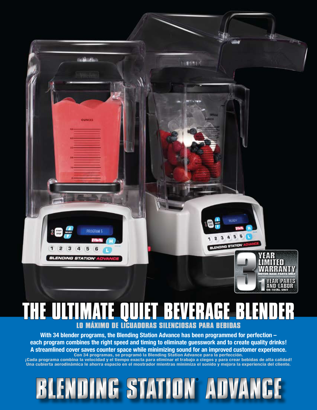 Vita-Mix SS manual Blending Station Advance, The Ultimate Quiet Beverage Blender 