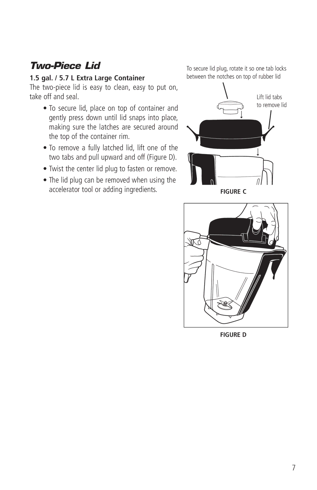 Vita-Mix VM0141 manual Two-Piece Lid, Figure C 