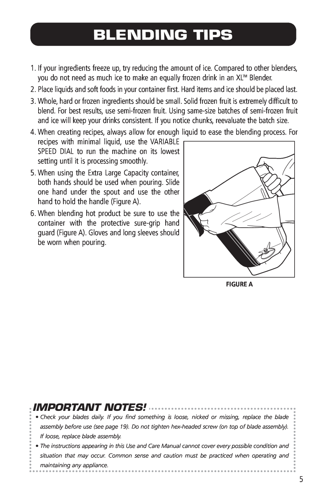 Vita-Mix VM0141 manual Blending Tips, Important Notes 