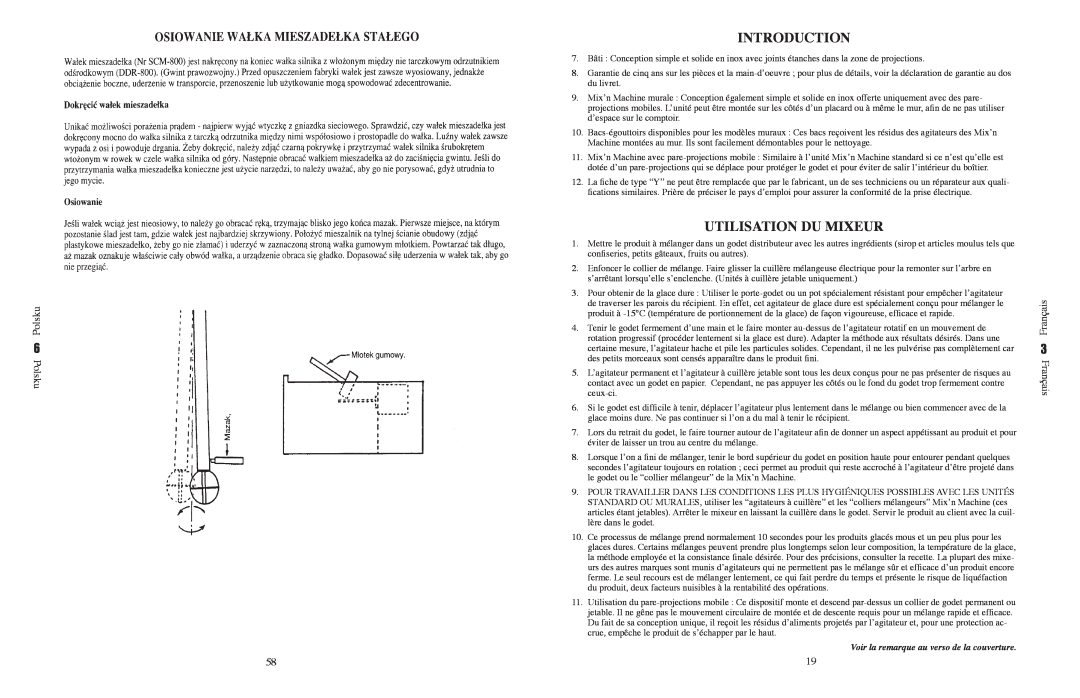 Vita-Mix VM0800 manual Utilisation Du Mixeur, Introduction, Polsku, Français, Voir la remarque au verso de la couverture 