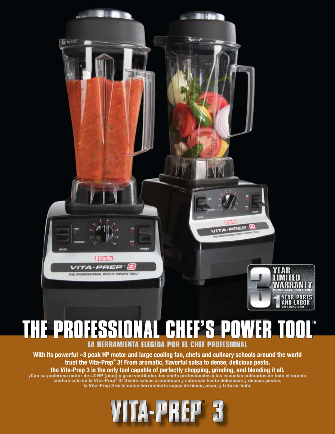 Vita-Mix VPP3 manual vita-prep, The professional chef’s power tooltm, La Herramienta Elegida Por El Chef Profesional 