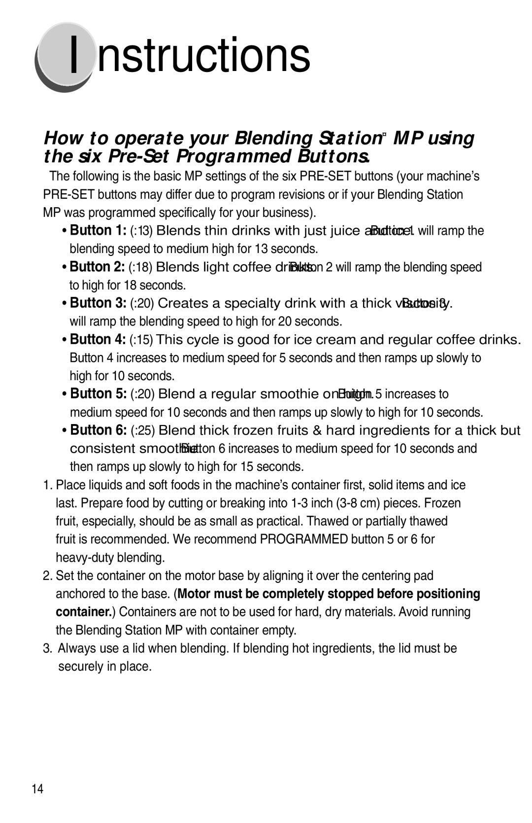 Vita-Mix XTG012 owner manual Nstructions 