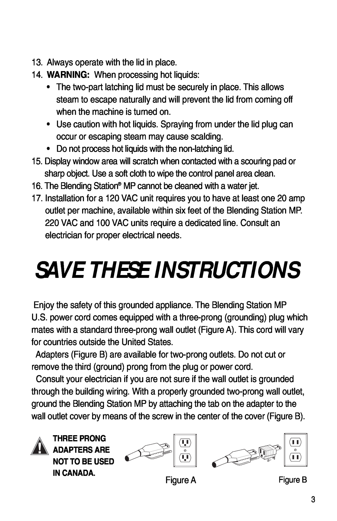 Vita-Mix XTG012 owner manual Save These Instructions 