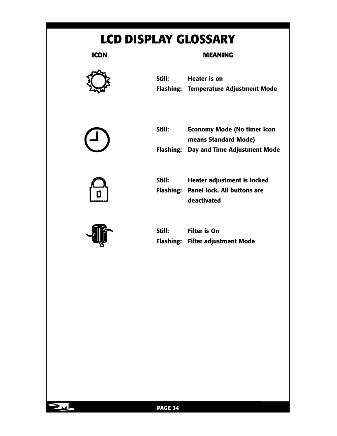 Vita Spa L100 owner manual LCD Display GLO S S a RY 