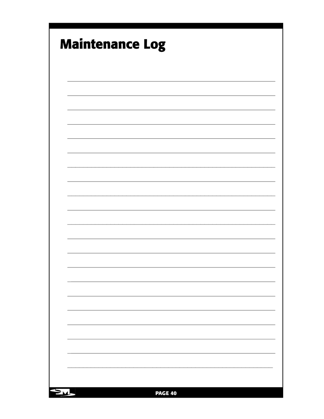 Vita Spa L100 owner manual Maintenance Log 