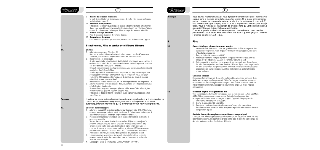 Vivanco FMH 6050 manual Branchements / Mise en service des différents éléments 