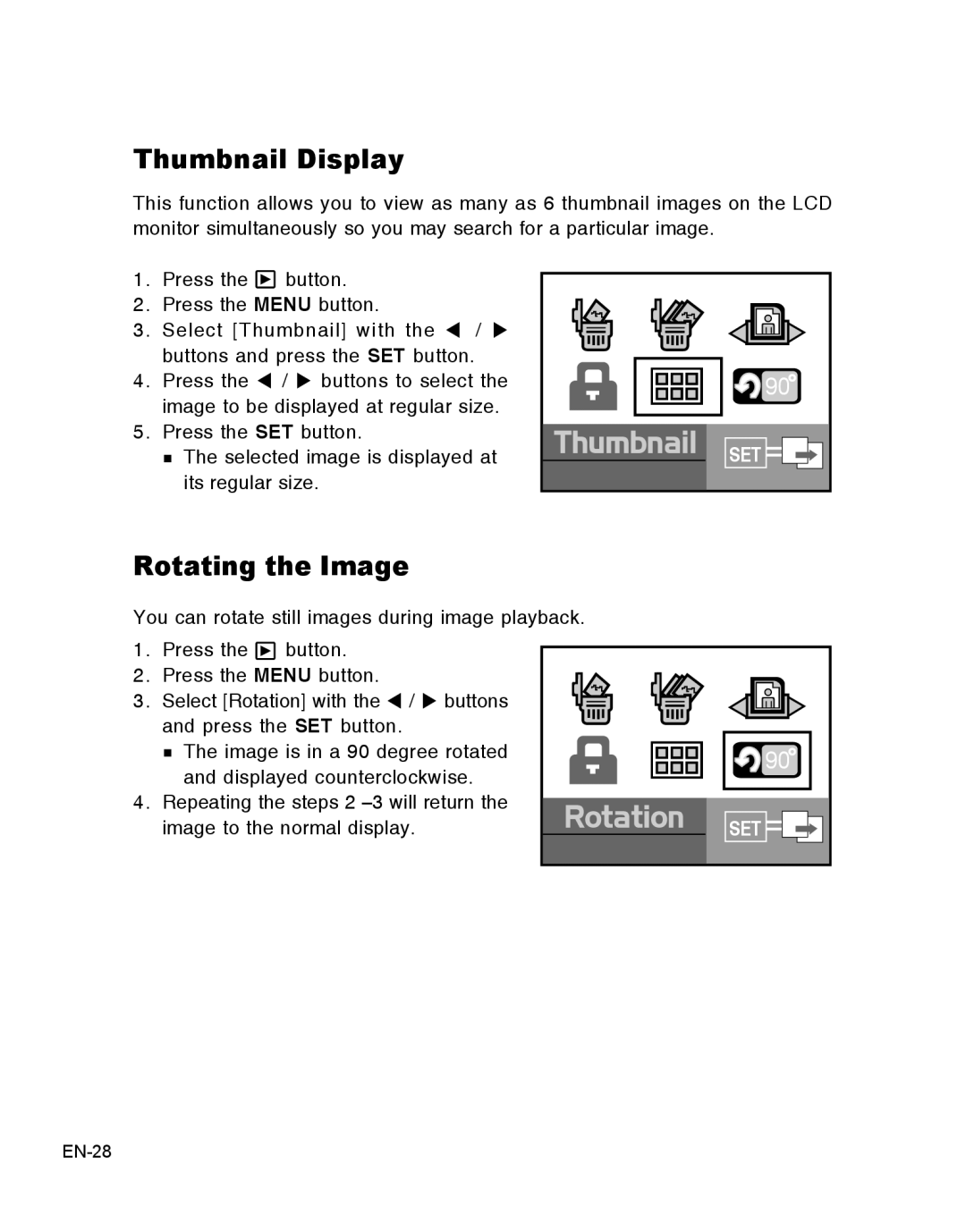 Vivitar 3105s user manual Thumbnail Display, Rotating the Image 