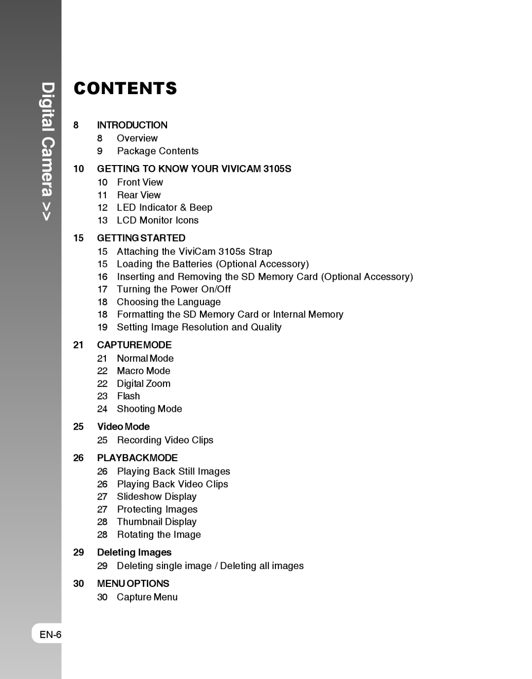 Vivitar 3105s user manual Contents 