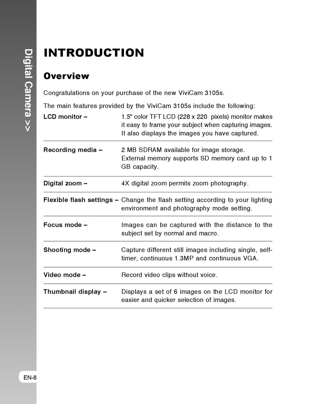 Vivitar 3105s user manual Introduction, Overview 