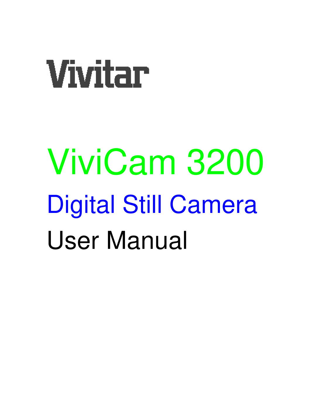 Vivitar 3200 user manual ViviCam 