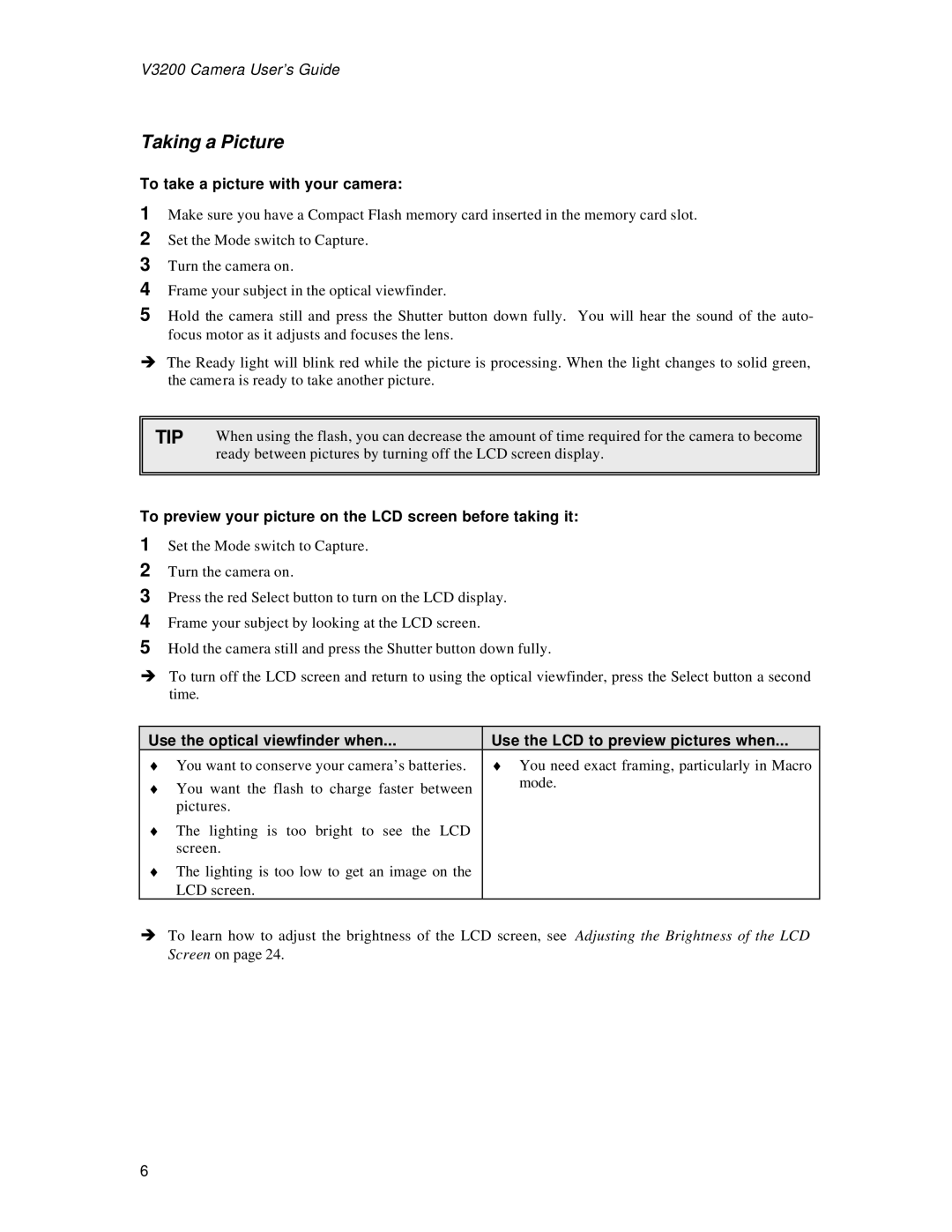 Vivitar 3200 user manual Taking a Picture, To take a picture with your camera 