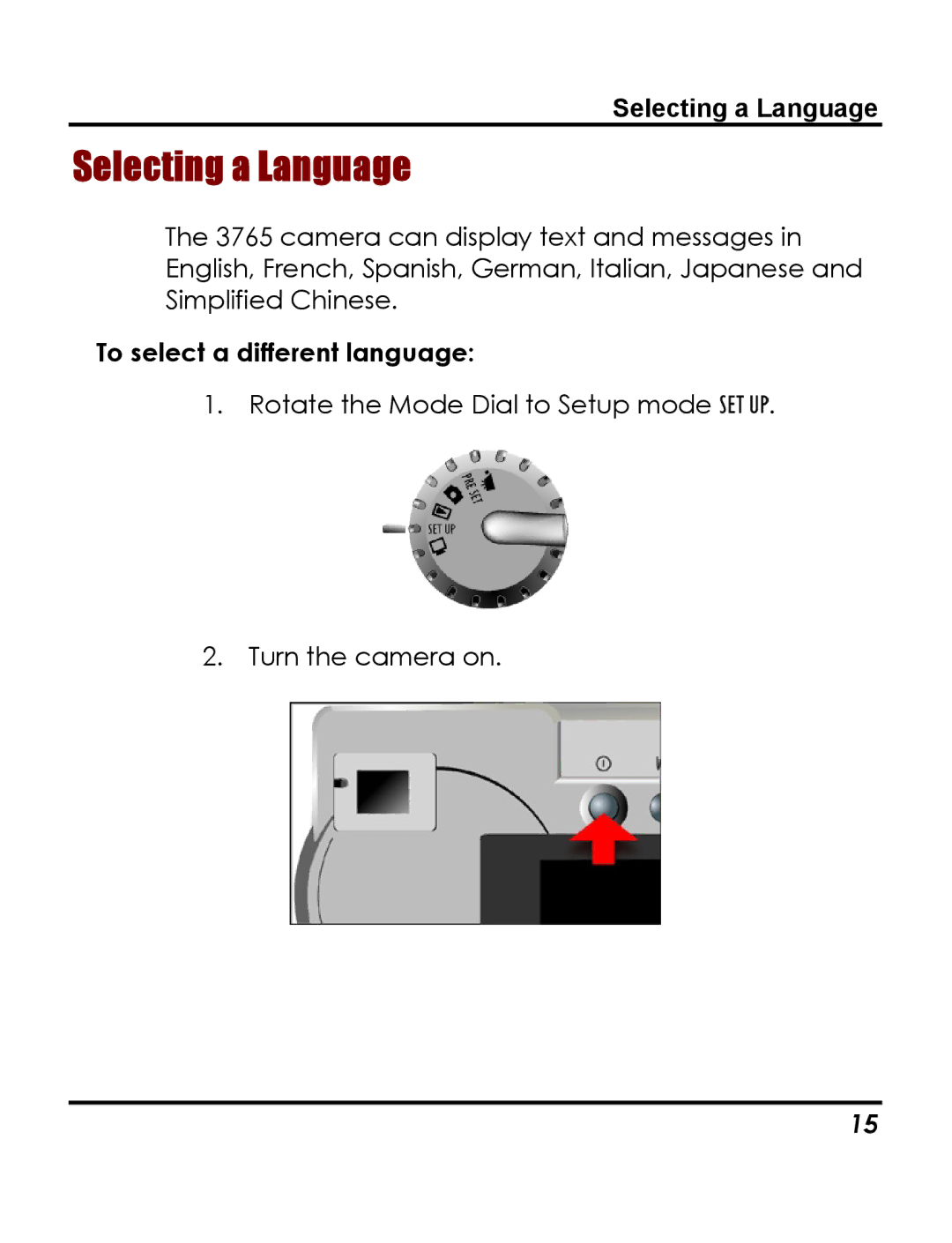 Vivitar 3765 instruction manual Selecting a Language, To select a different language 