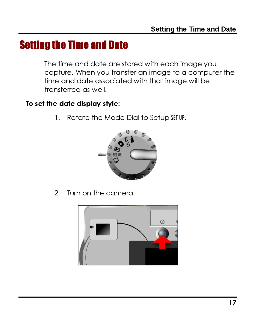 Vivitar 3765 instruction manual Setting the Time and Date, To set the date display style 