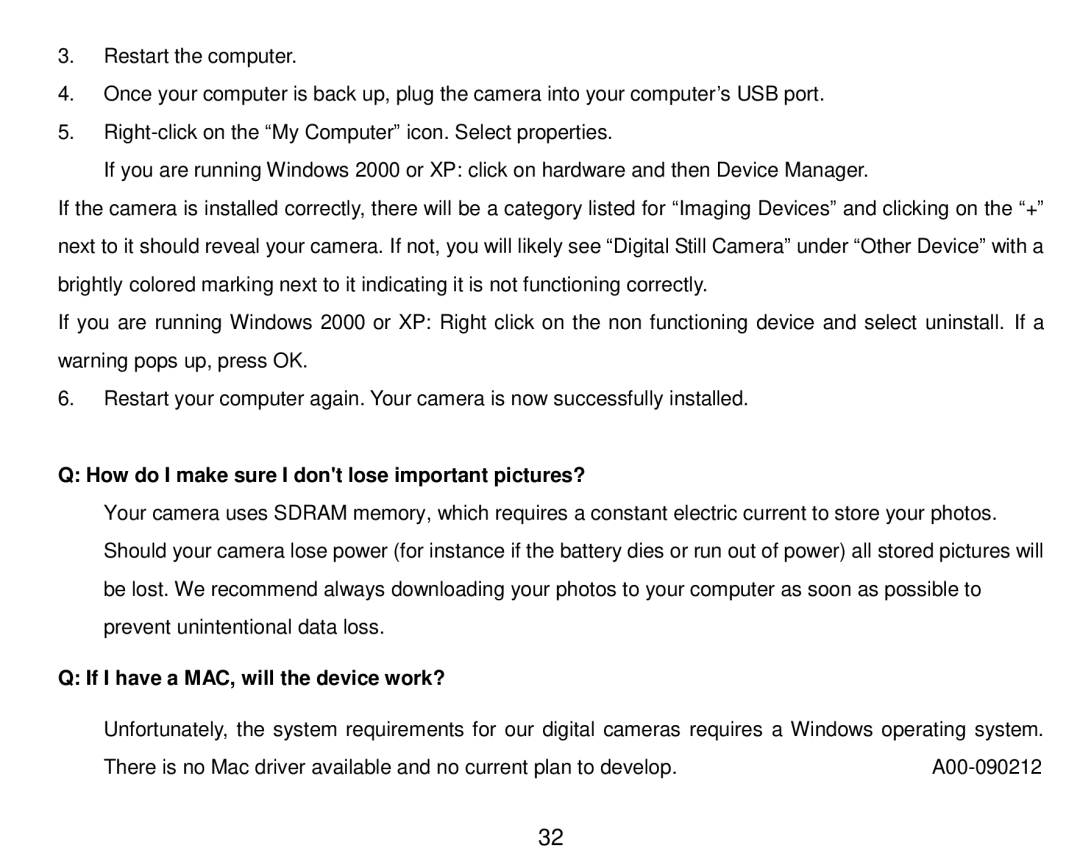 Vivitar 5018 owner manual How do I make sure I dont lose important pictures?, If I have a MAC, will the device work? 