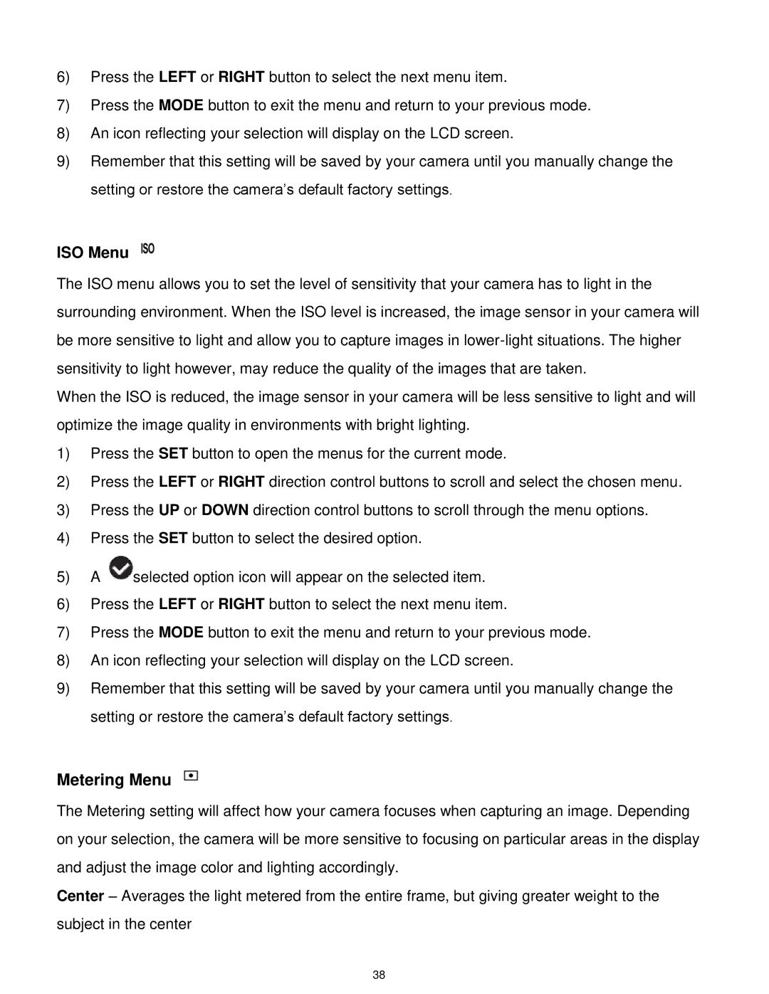 Vivitar 5028 user manual ISO Menu 