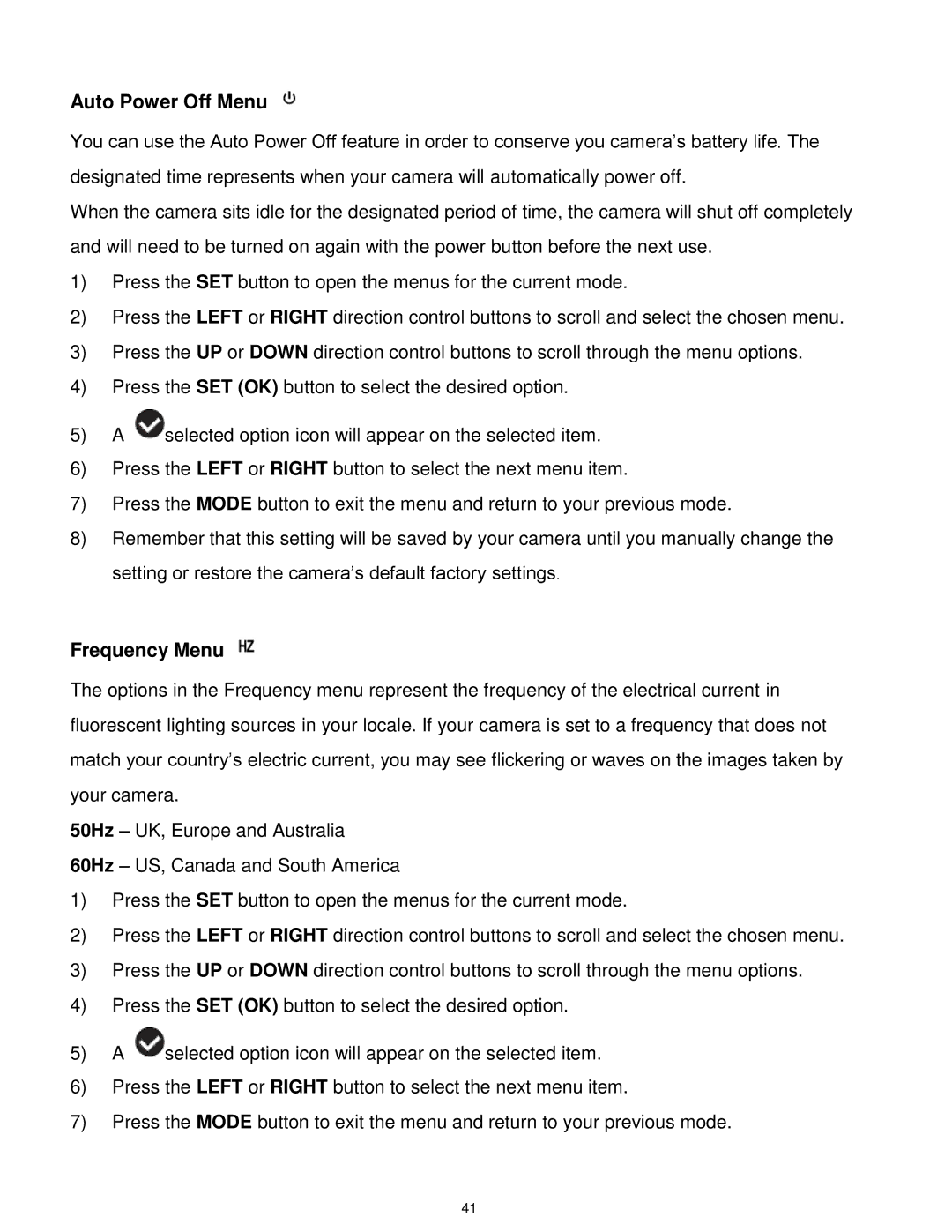 Vivitar 5028 user manual Auto Power Off Menu 