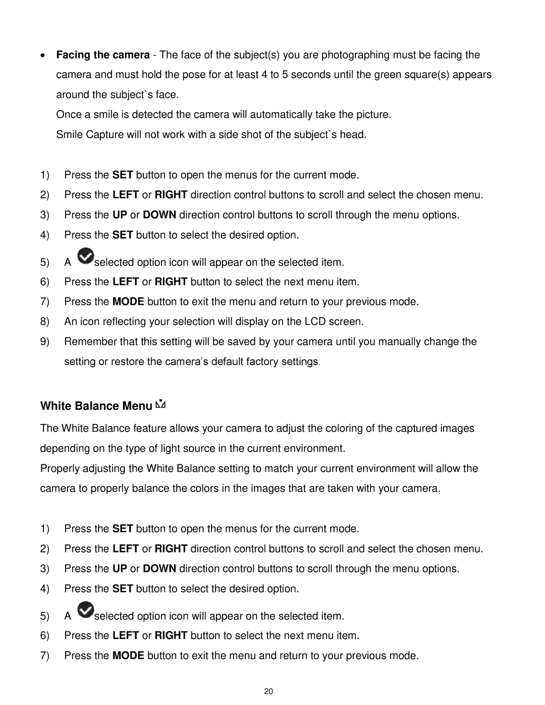 Vivitar 7022 user manual White Balance Menu 