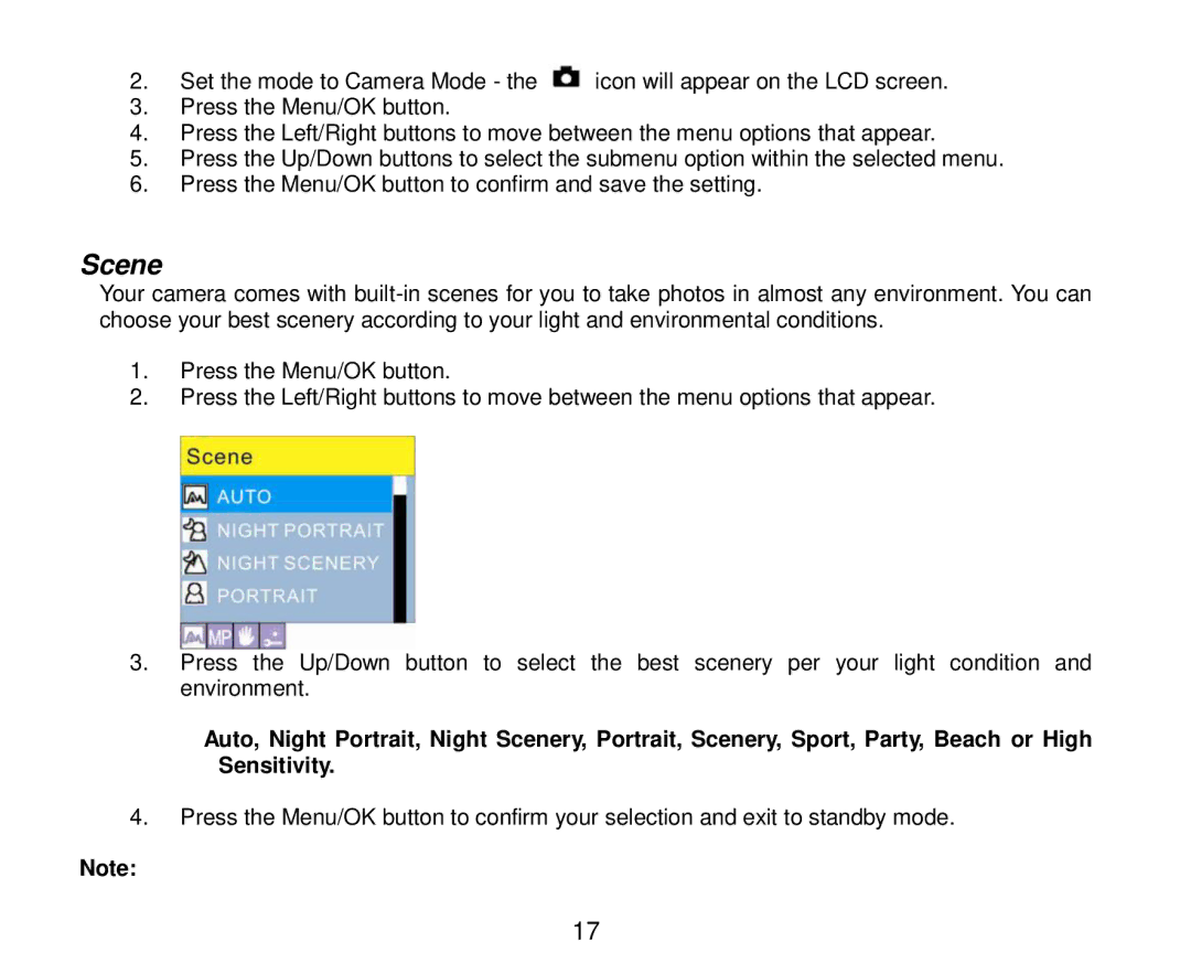 Vivitar 7690 owner manual Scene 