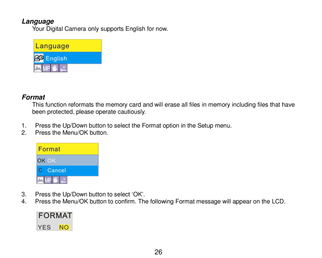 Vivitar 7690 owner manual Language, Format 