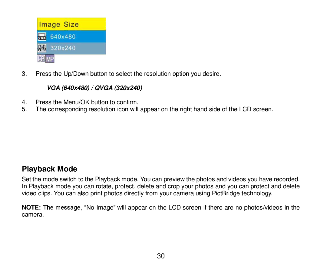 Vivitar 7690 owner manual Playback Mode, VGA 640x480 / Qvga 