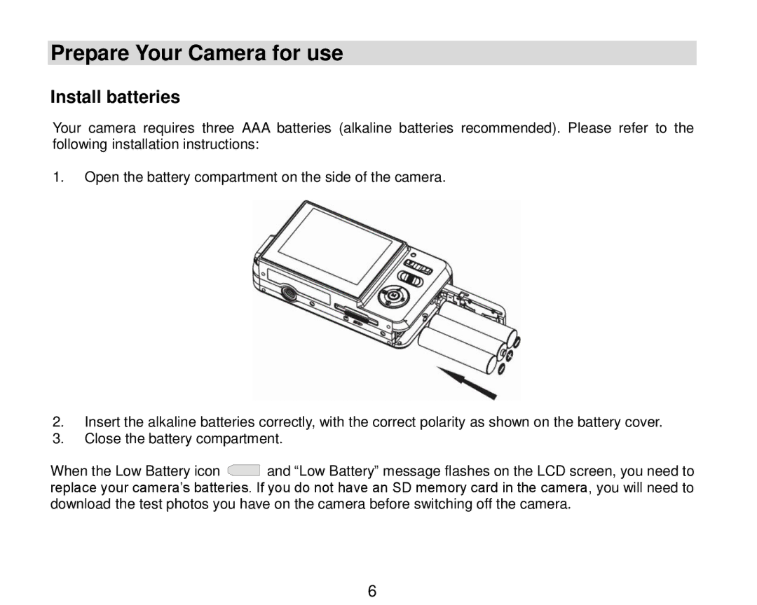 Vivitar 7690 owner manual Prepare Your Camera for use, Install batteries 