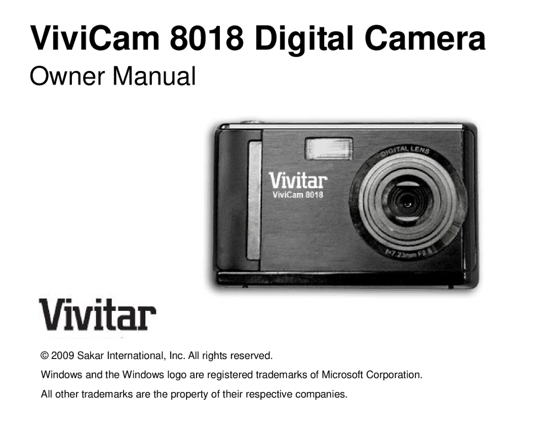 Vivitar owner manual ViviCam 8018 Digital Camera 