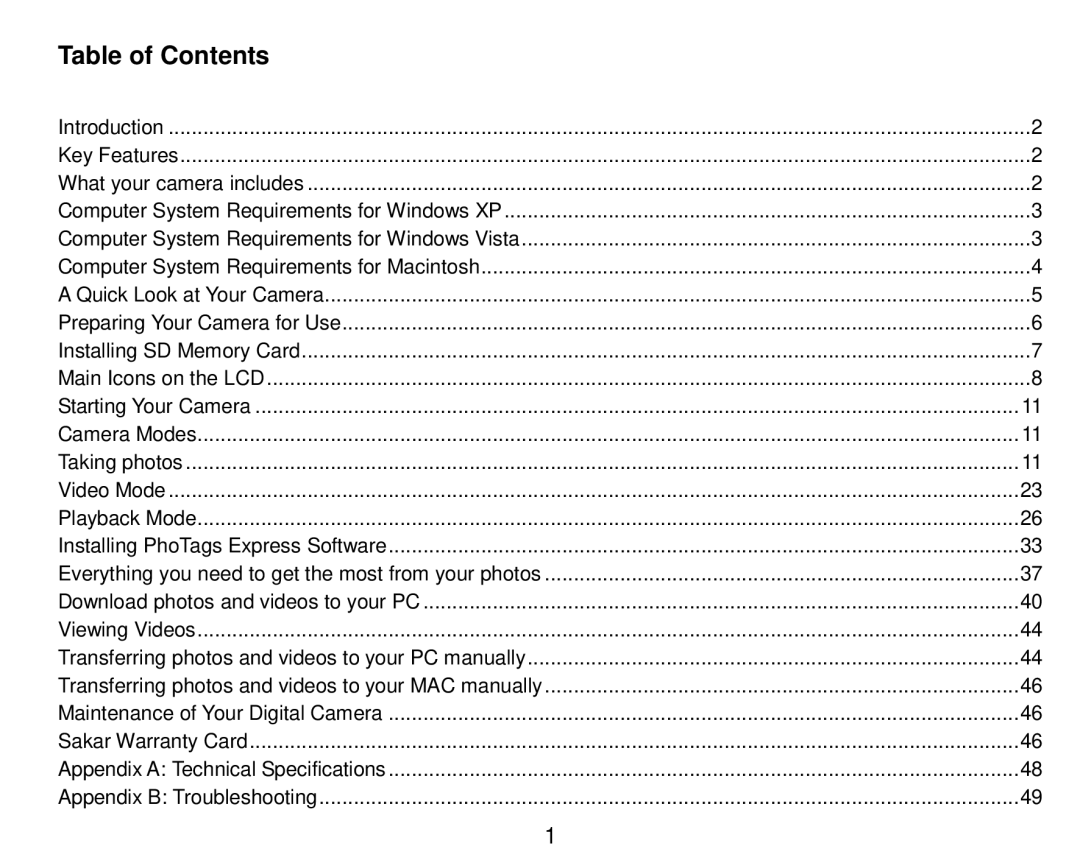 Vivitar 8018 owner manual Table of Contents 