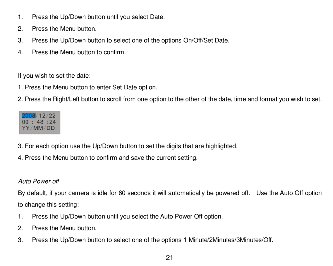 Vivitar 8018 owner manual Auto Power off 