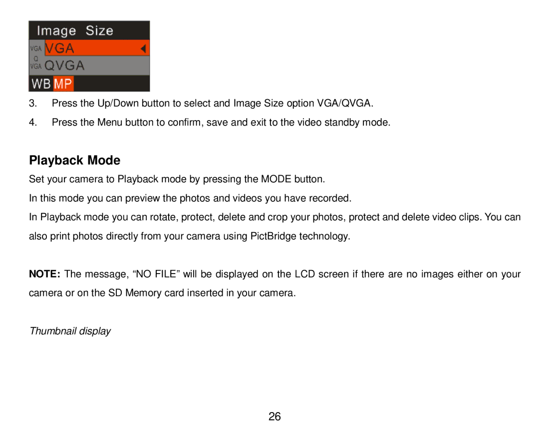 Vivitar 8018 owner manual Playback Mode, Thumbnail display 