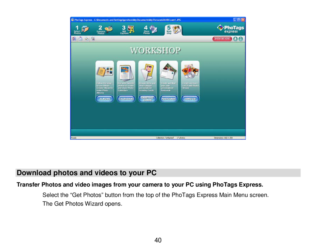 Vivitar 8018 owner manual Download photos and videos to your PC 