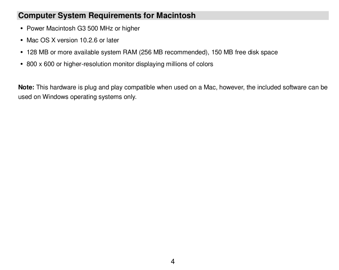 Vivitar 8018 owner manual Computer System Requirements for Macintosh 