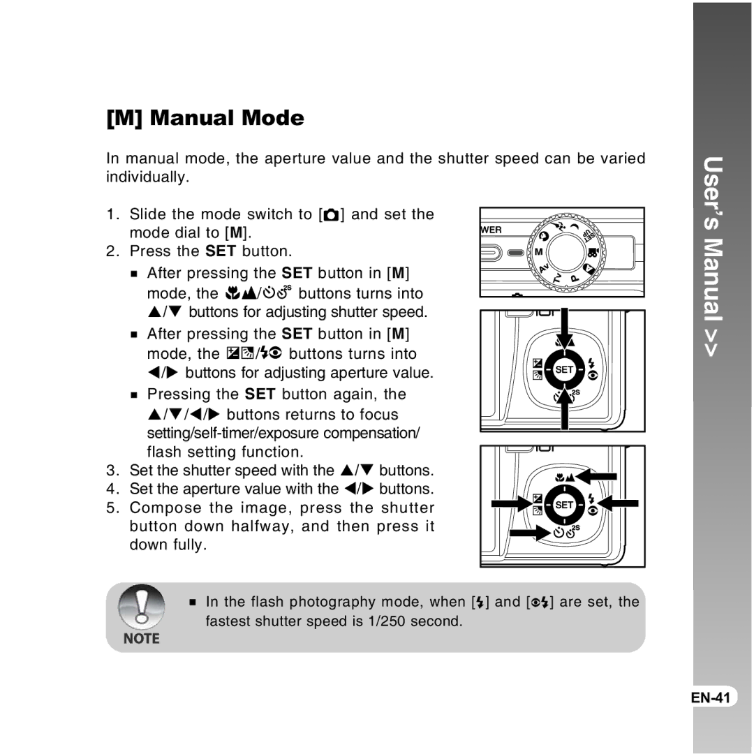 Vivitar 8300s user manual Manual Mode 