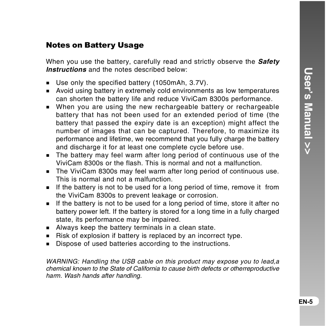 Vivitar 8300s user manual EN-5 