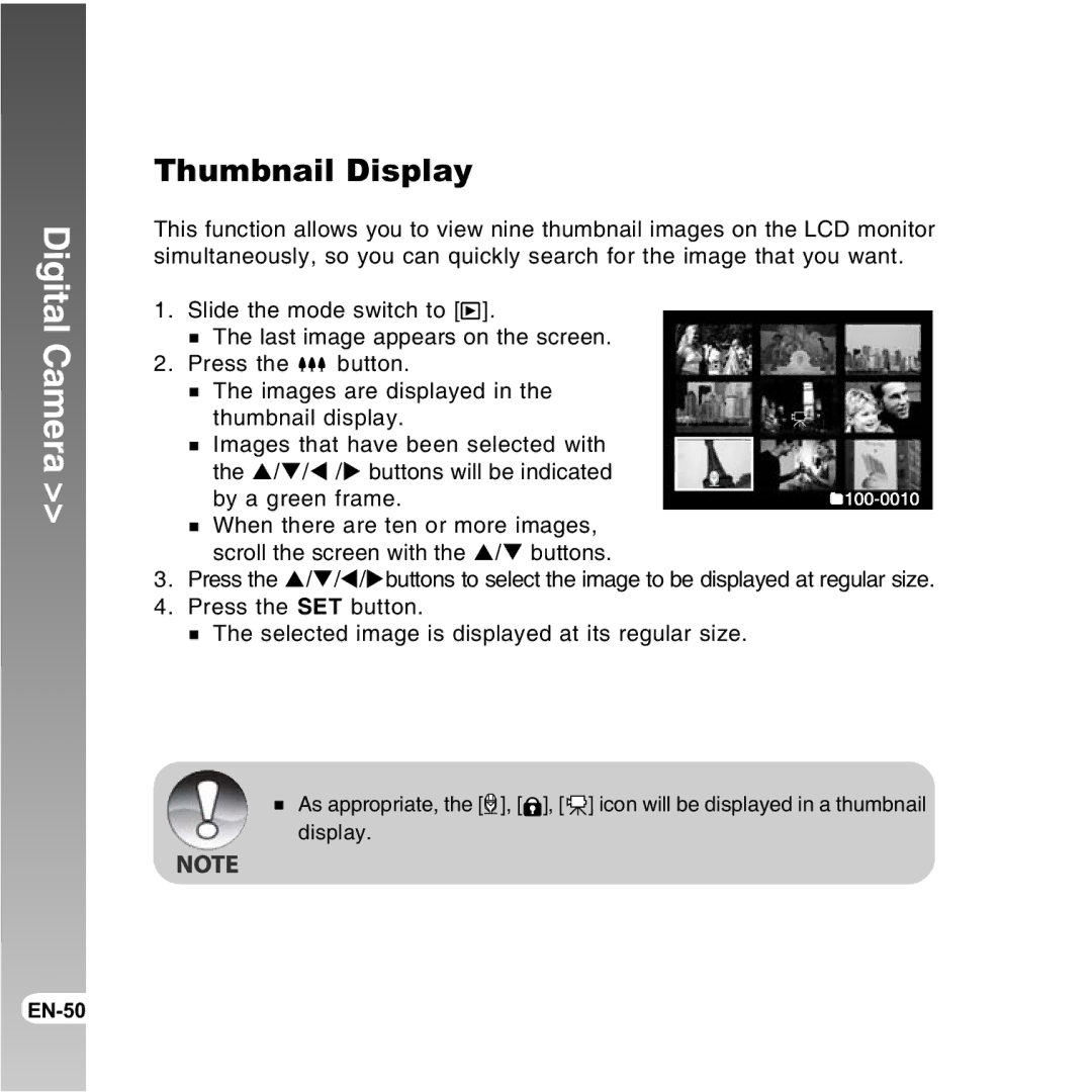 Vivitar 8300s user manual Thumbnail Display 