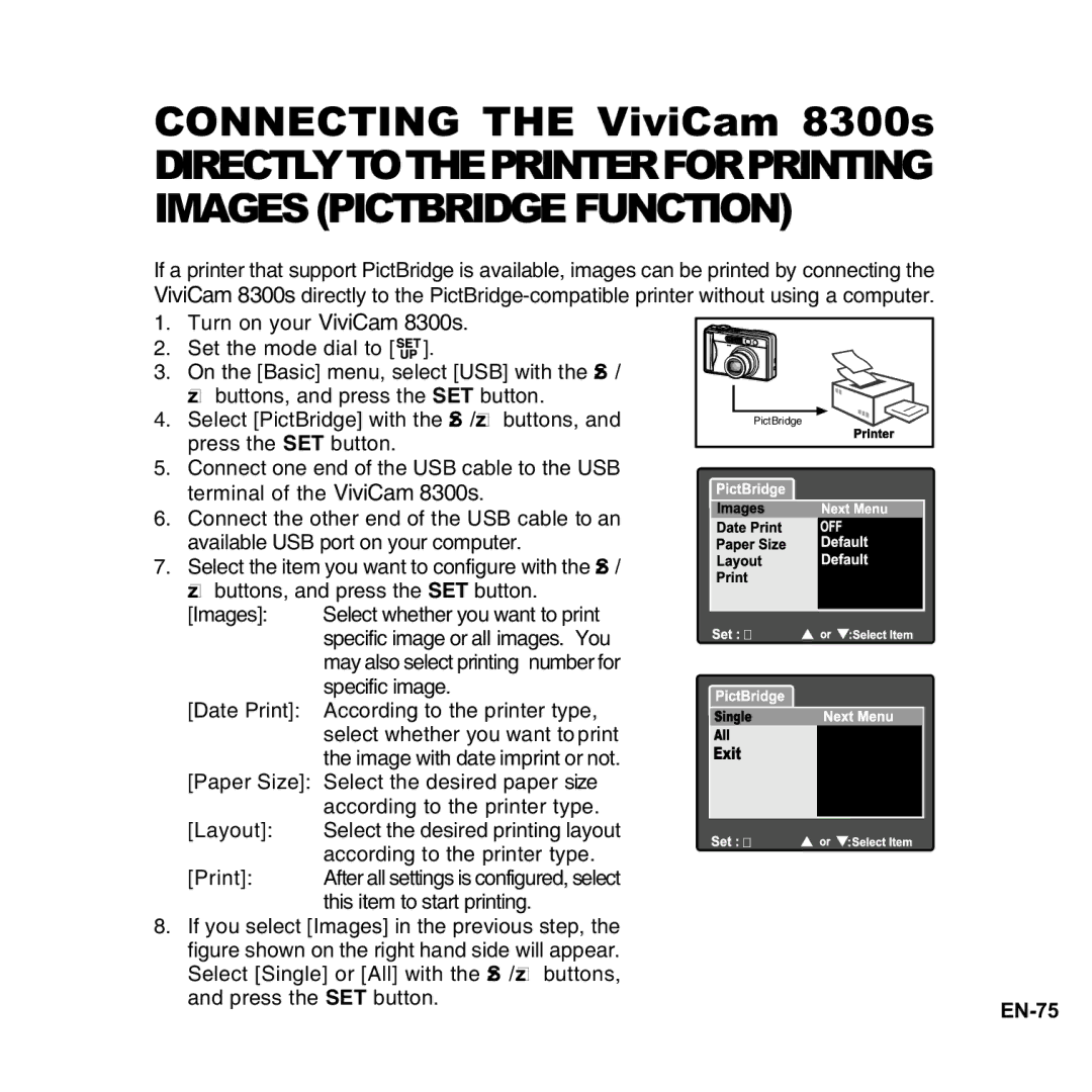 Vivitar user manual Connecting the ViviCam 8300s 