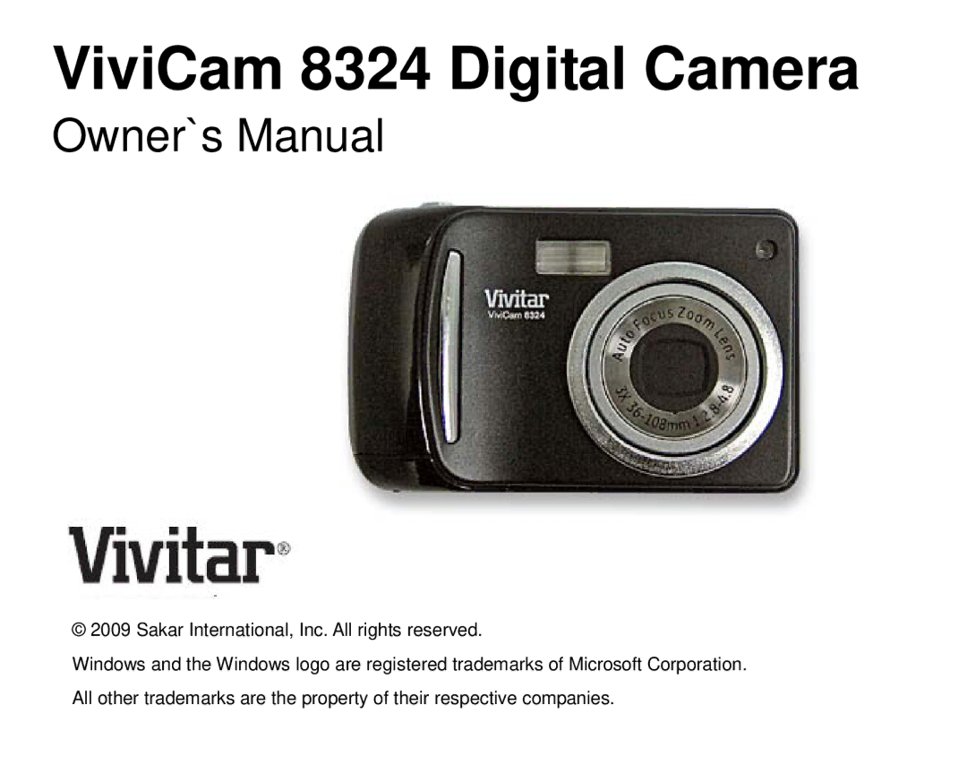 Vivitar owner manual ViviCam 8324 Digital Camera 