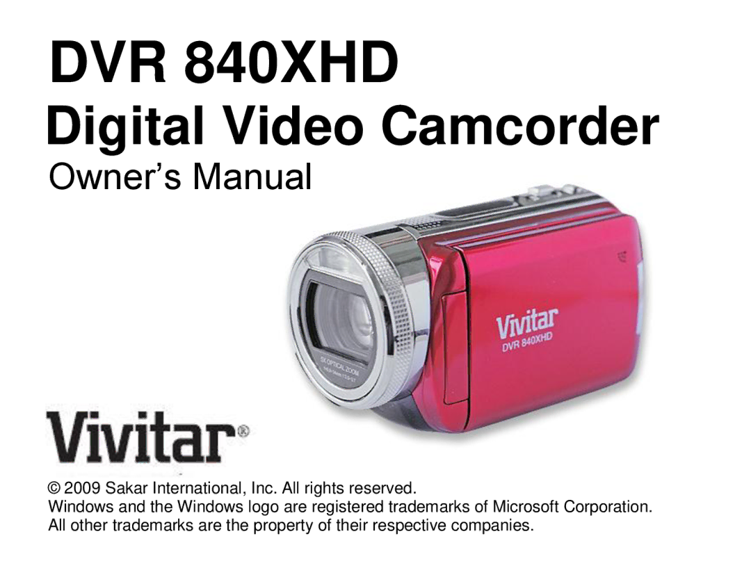 Vivitar owner manual DVR 840XHD 