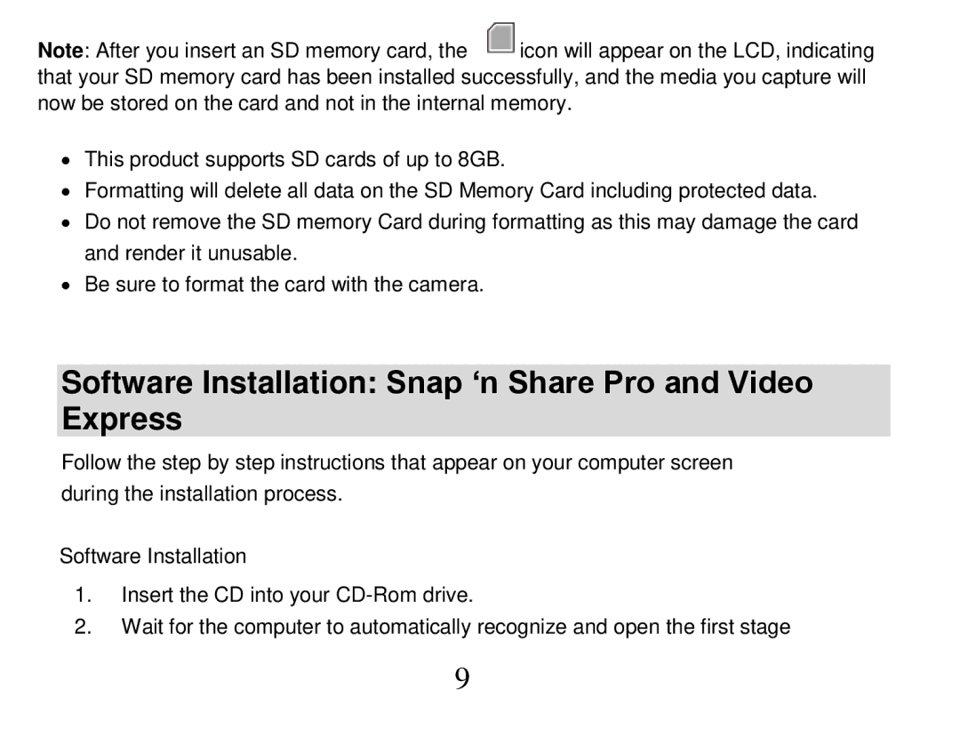 Vivitar 840XHD owner manual Software Installation Snap „n Share Pro and Video Express 