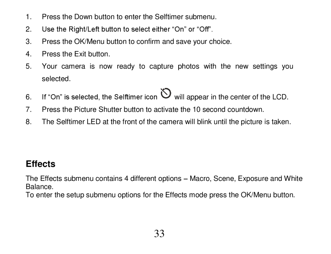 Vivitar 840XHD owner manual Effects 