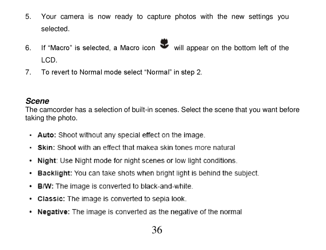 Vivitar 840XHD owner manual Scene 