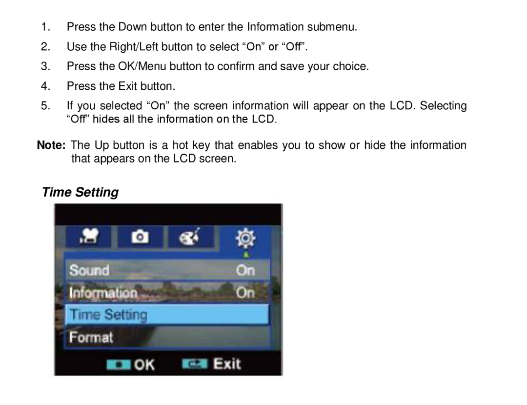 Vivitar 840XHD owner manual Time Setting 