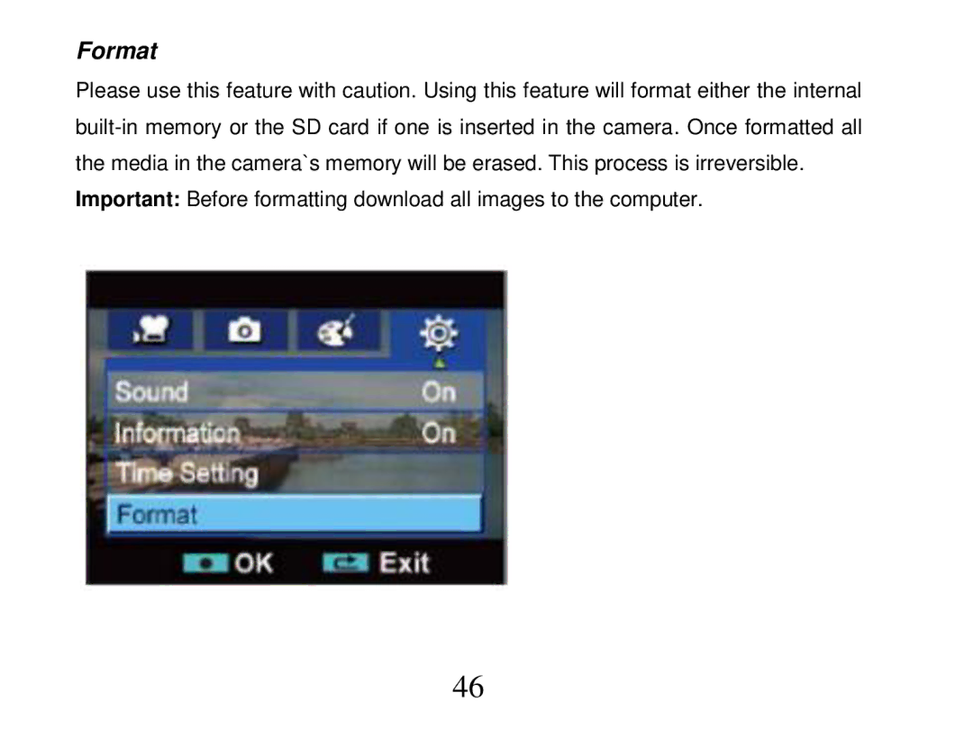 Vivitar 840XHD owner manual Format 